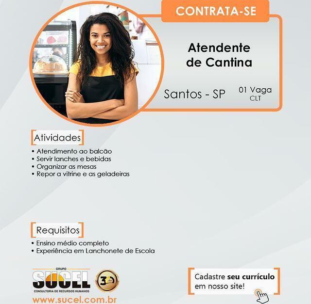 Dezenas de vagas de emprego para a Baixada Santista.