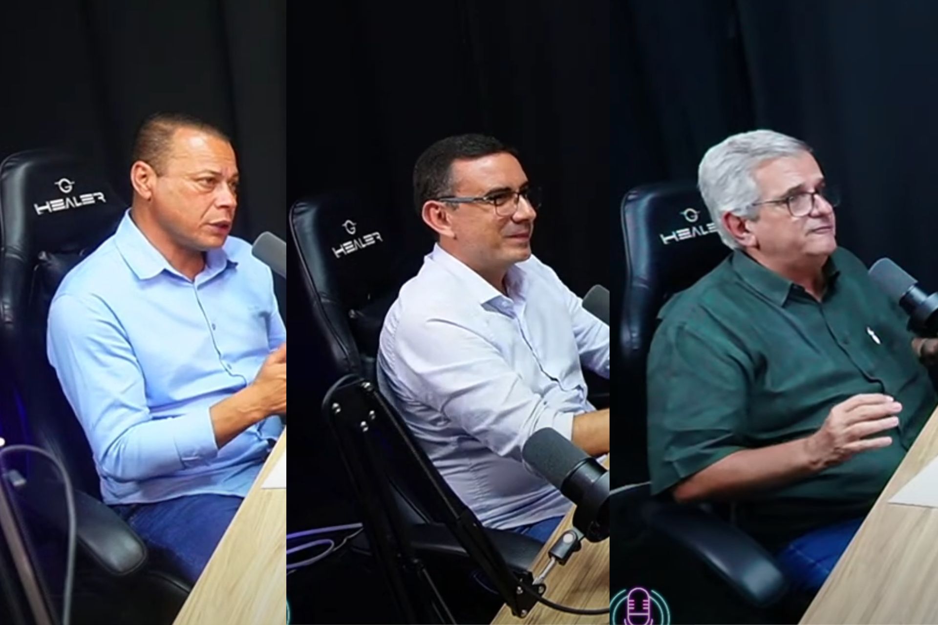Cesár, Rodrigo e Paiva em participação no CNCAST, podcast do Cubatão Notícias.