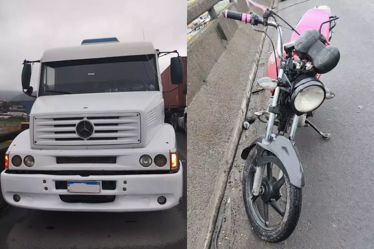 Motociclista morre após parar embaixo de carreta em Cubatão.